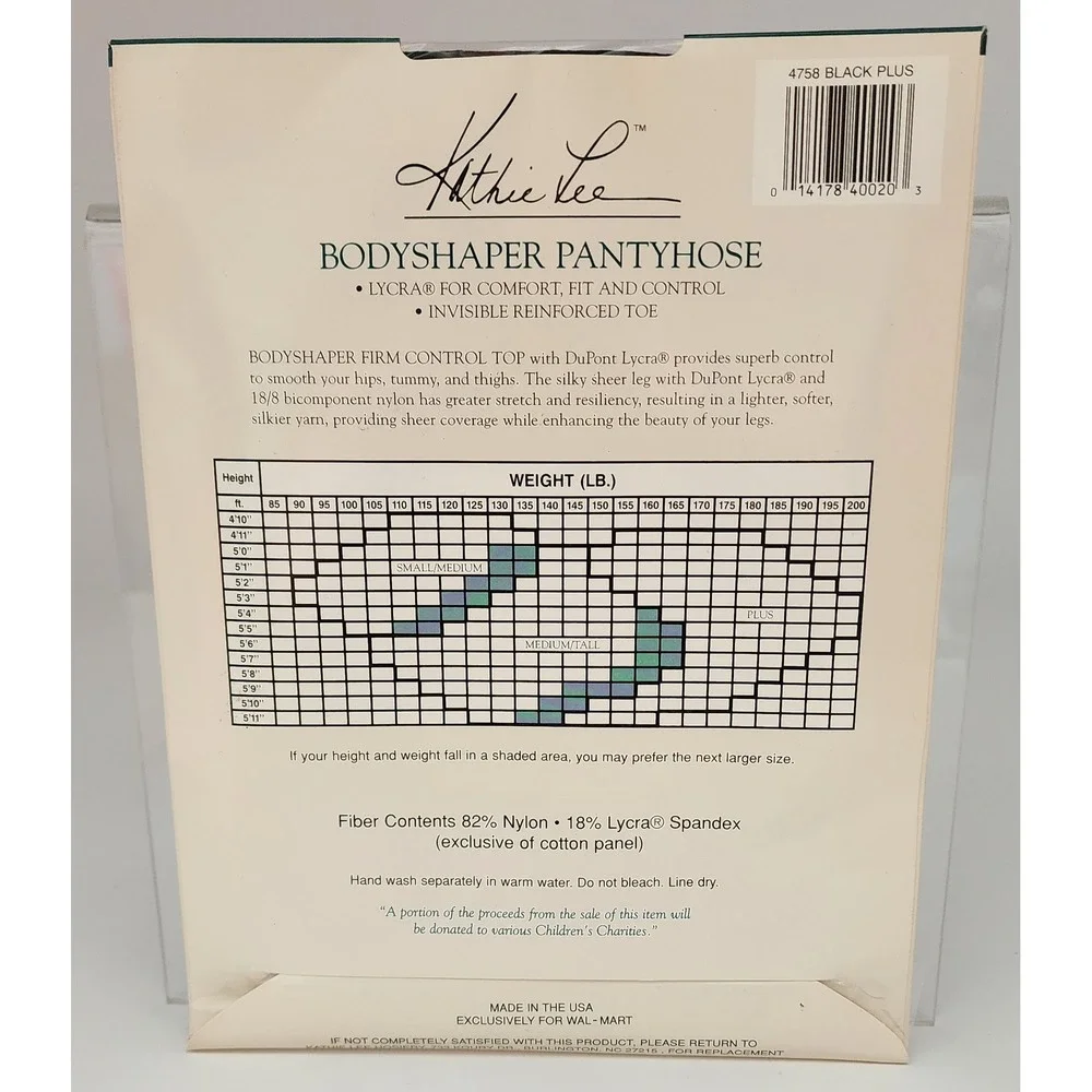 Kathie Lee Bodyshaper Pantyhose Women Plus Black NEW Silky Sheer Firm Control